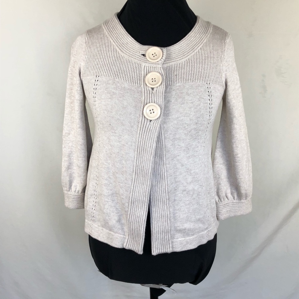 H&M Womens 3/4 Sleeve Beige Cardigan Size XS